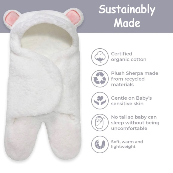 Newborn bear hooded swaddle blanket - Picture 8 of 8